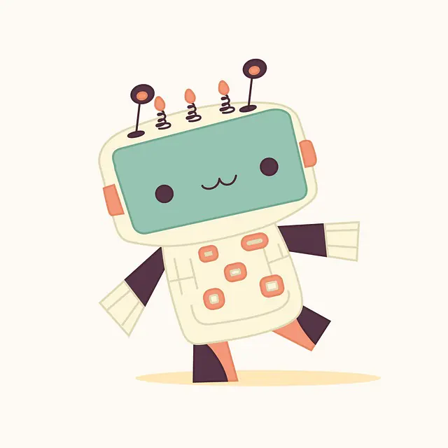 Illustration of a cute pastel robot dancing